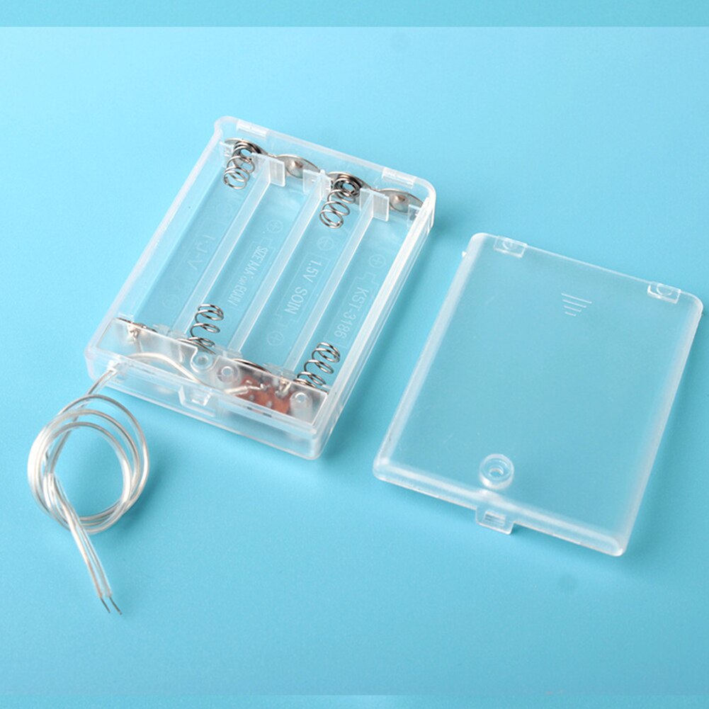 2 3 4 AA Battery Holder Box Transparent Case with Switch Battery Holder Box to Keep Battery Organized Protected