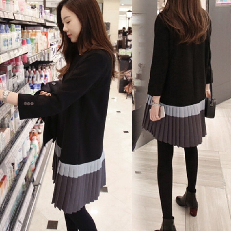 Plus Größe Koreanische Mutterschaft Kleider Frühling Herbst Schwangerschaft Kleidung Für Schwangere Frauen lässig verlieren Schwangerschaft Kleid S-5XL