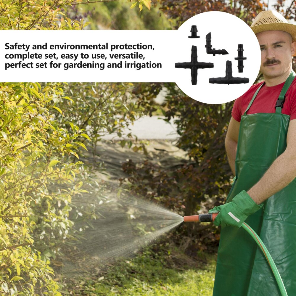 1 Set/200PCS Irrigation Fitting 4-Way Elbow Tee Straight Barb End Plug Coupling