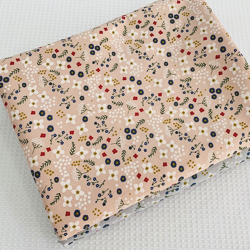 Floral Printed Cotton Twill Fabric 50x40cm Soft Skin-Friendly Pure Cotton Twill Fabric By Meters for DIY Sewing Patchwork Dress: light khaki / 50x160cm