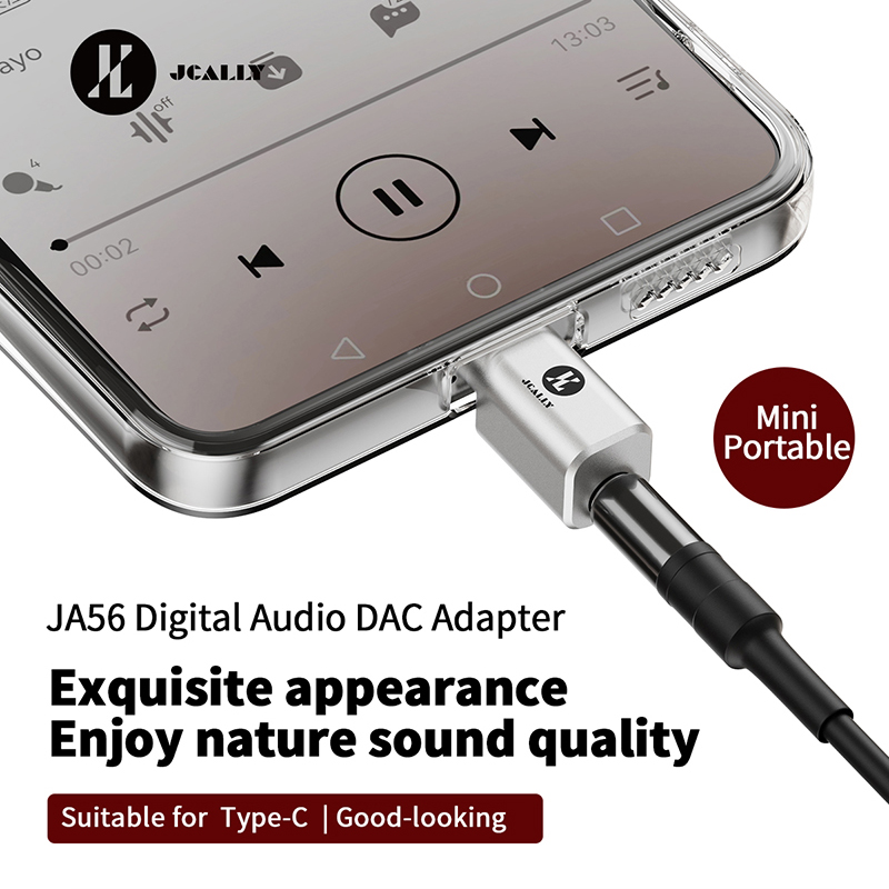 JCALLY JA56 Type-c To 3.5mm Earphone Digital Audio Code Adapter for Android Phone Call, Live,Gaming