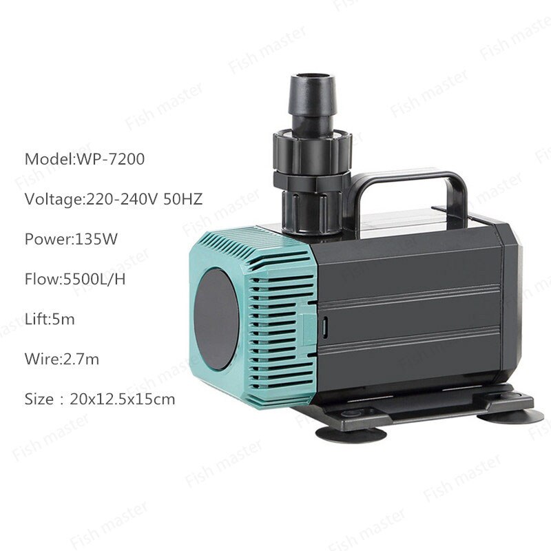 Garden fish pond Submersible pump fish tank water pump aquarium pump amphibious pump filtration circulating pump pumping: WP-7200 / UK adapter plug