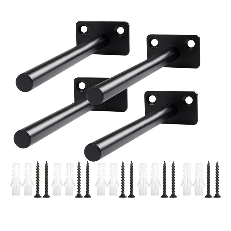 4Pcs Floating Shelf Brackets Invisible Solid Steel Blind Shelves Support Round Kit for Drywall Brick Wall: 150mm