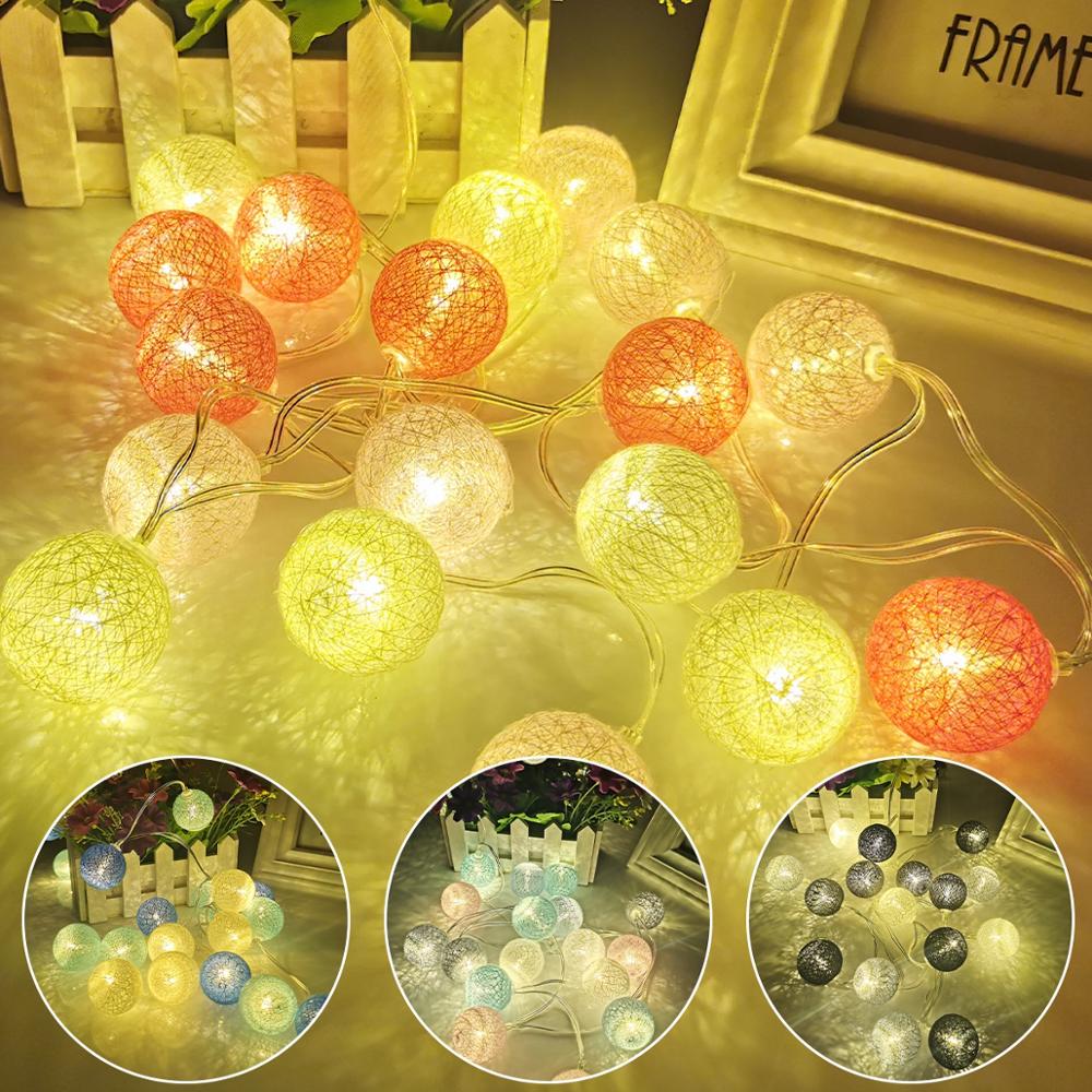 Linterna de hilo de algodón con 20 luces Led, 2M, lámpara de papel, Mini bola, decoración de , Festival, de Pascua