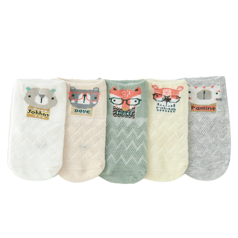 5Paare/viel Kinder&#39;s Socken Herbst Baumwolle Socken Mädchen 0-3Y Baby Karikatur Gittergewebe Socken Kinder Junge atmungsaktiv Socken umhauen Socke