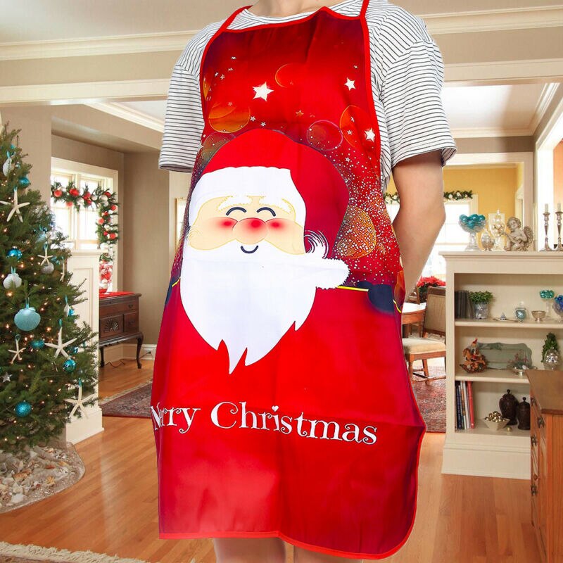 Christmas Aprons Adult Santa Claus Aprons Women and Men Dinner Party Decor Home Kitchen Cooking Baking Cleaning Apron