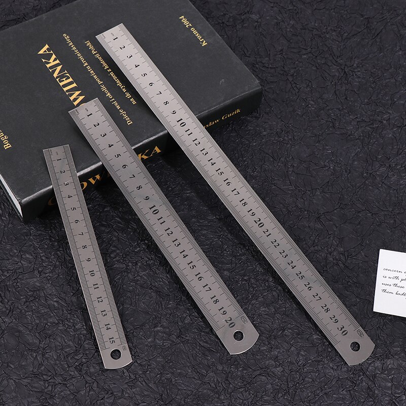 3Pcs Stainless Steel Ruler for Engineering School Office 15cm/20cm/30cm