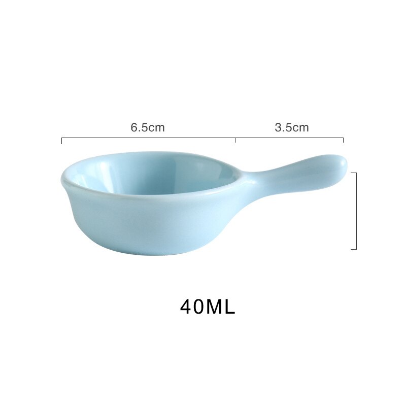 Mini keramiek schaaltje sausschaaltje snack fruit klein bordje servies met handvat effen kleur kruiden keukenhulpje voor taart dessert: Blauw