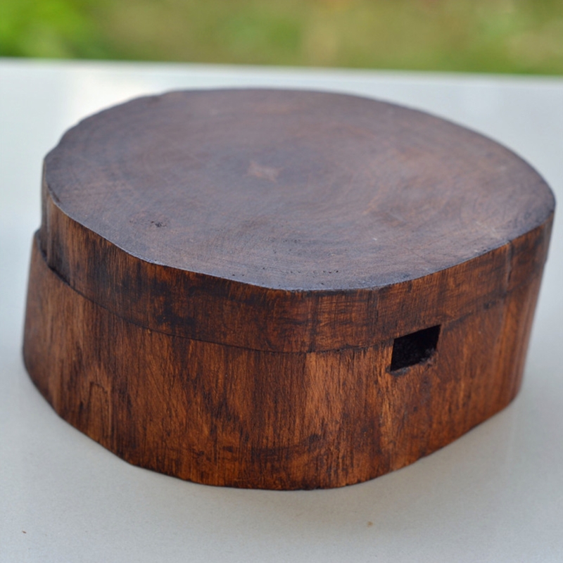 Cenicero tallado en madera Natural Vintage con tapa desmontable Simple decorar