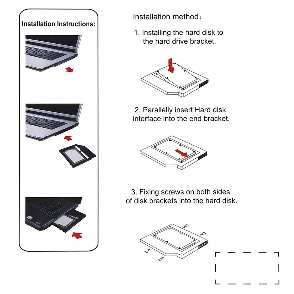 Ultra-Thin Abs Notebook Optical Drive Bay Hard Drive Bay 9Mm Thickness Sata3 To Sata3 Interface Bracket