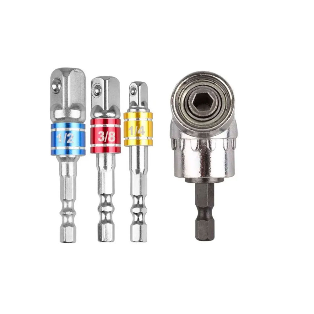 Binoax Universal Socket Wrench Tool Set and 3Pcs Impact Grade Driver Socket Adapter Extension 105 Degree Right Angle Screwdriver: Silver