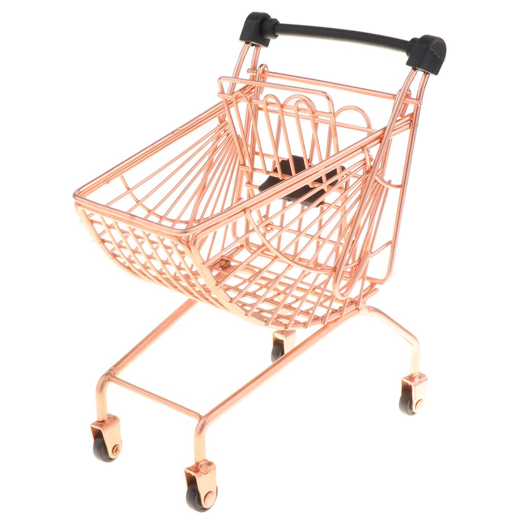 mini Metallo Supermercato shopping Spinta A Mano Carrello della spesa per il bambino/bambino Gioco di Ruolo fingere Gioco Giocattolo Inerente Allo Sviluppo di-Rosa oro