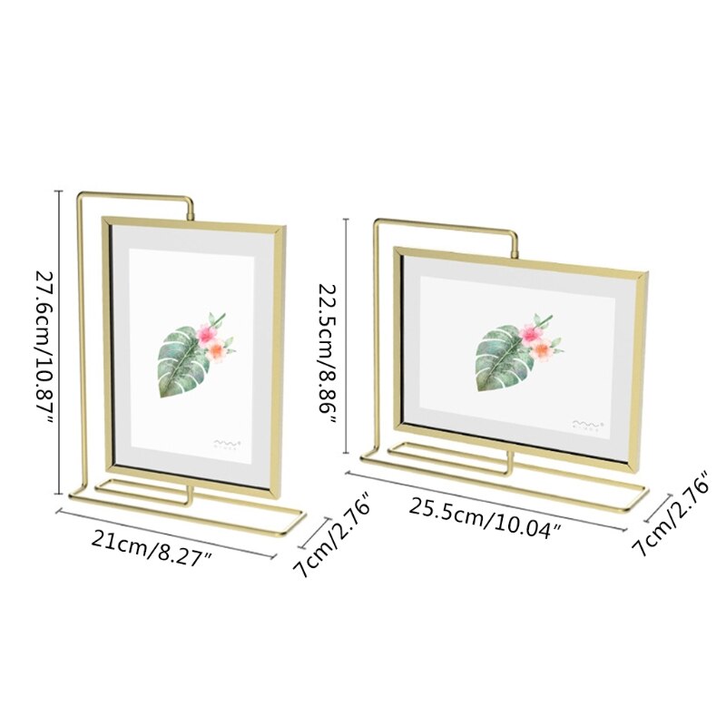 Metal 360 Degree Rotating Photo Frame Geometric Picture Storage Home Decoration Office Wedding Ornaments