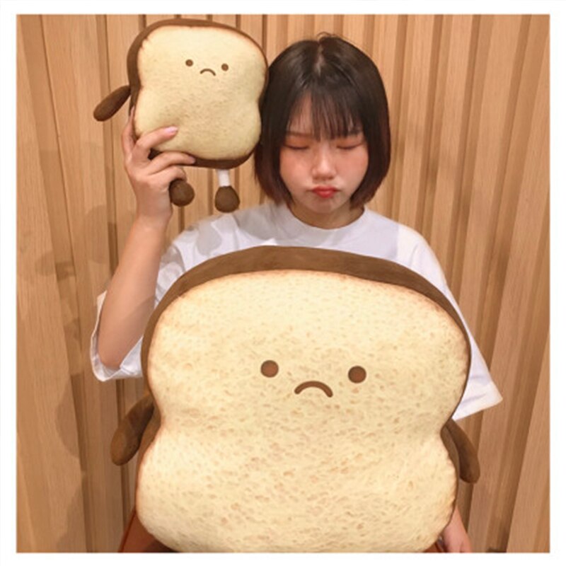 Emotional Bread Toast Plush Pillow Happy Angry Cartoon with Legs S-XL Snack Decor Food Pillow