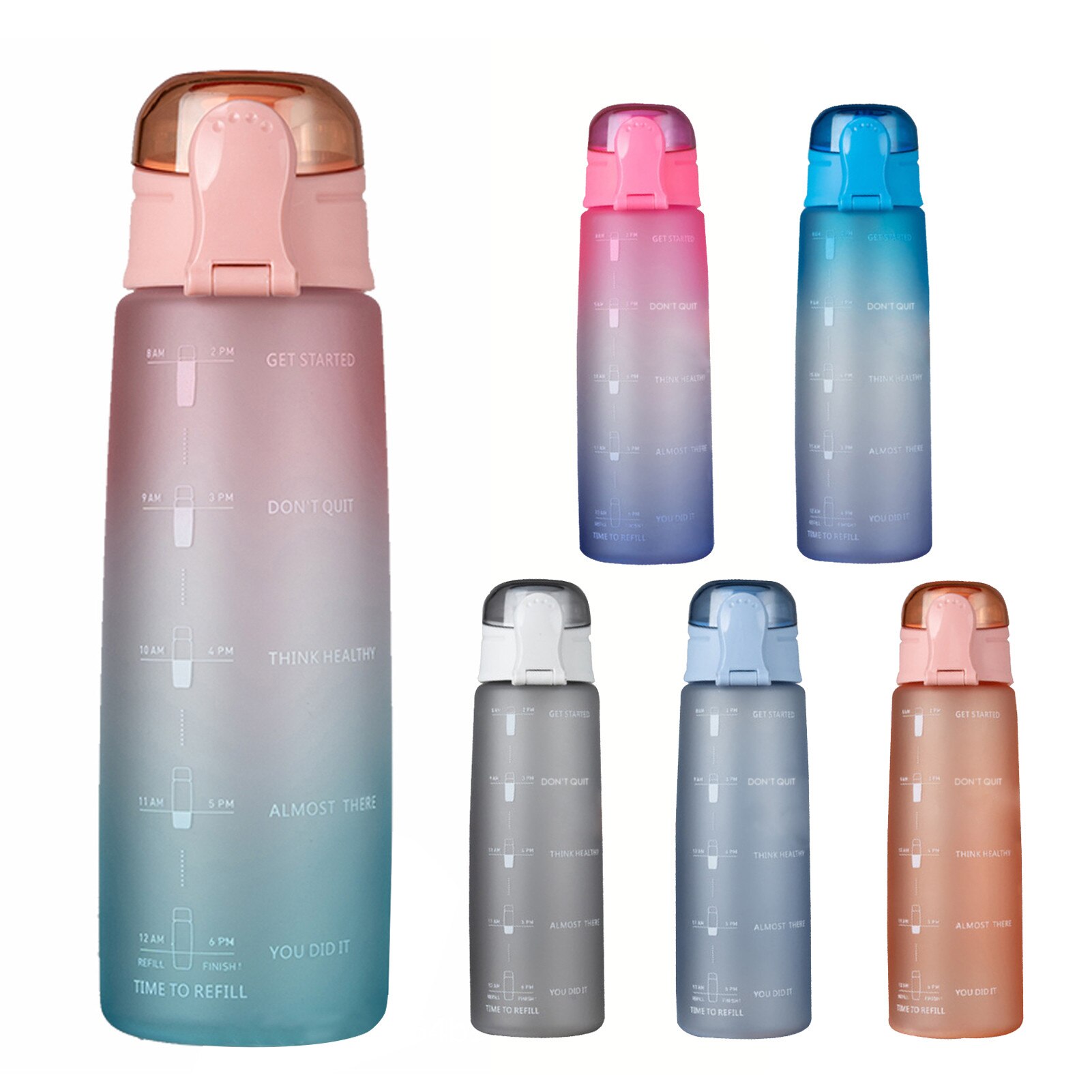 Sport Bottle Innovative Motivational 32OZ Space Cup Portable 1L water bottle with The spring-loaded dust cap for Cycling sports