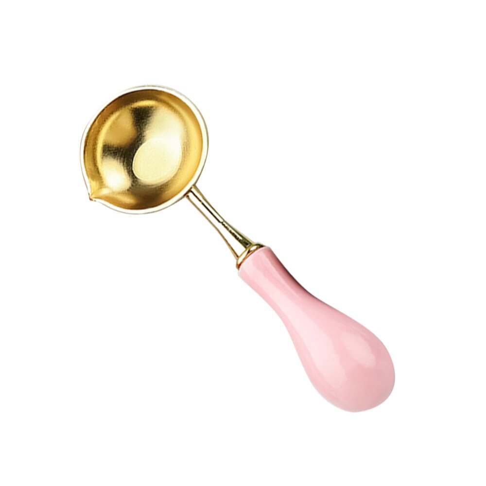 Wax seal Stamp Convenient Accessories Sealing Wax Furnace Stove Melting Spoon Retro Wooden Handle Spoon with Warmer Melting Pot: 4