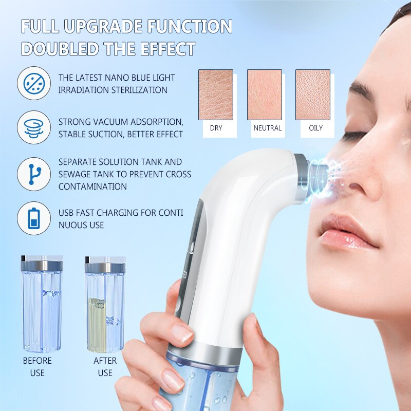 Electric Small Bubble Blackhead Remover Vacuum Black Dots Deep Face Cleansing Acne Pimple Remover Pore Remover Skin Cleaner