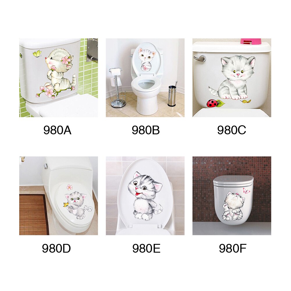 Kast Kleurrijke Wc Sticker Voor Kinderkamer Muur Stickers Art Lijm Muurschildering Katten Badkamer Leuke Diy Cartoon Dier Home Decor