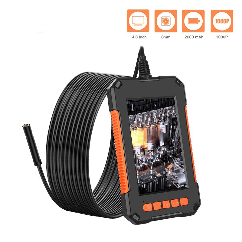 2m 5m 10m vattentät industriell endoskop inspektionskamera 1080p hd 4.3 tums borescope 5.5mm 8mm endoskop inspektionskamera