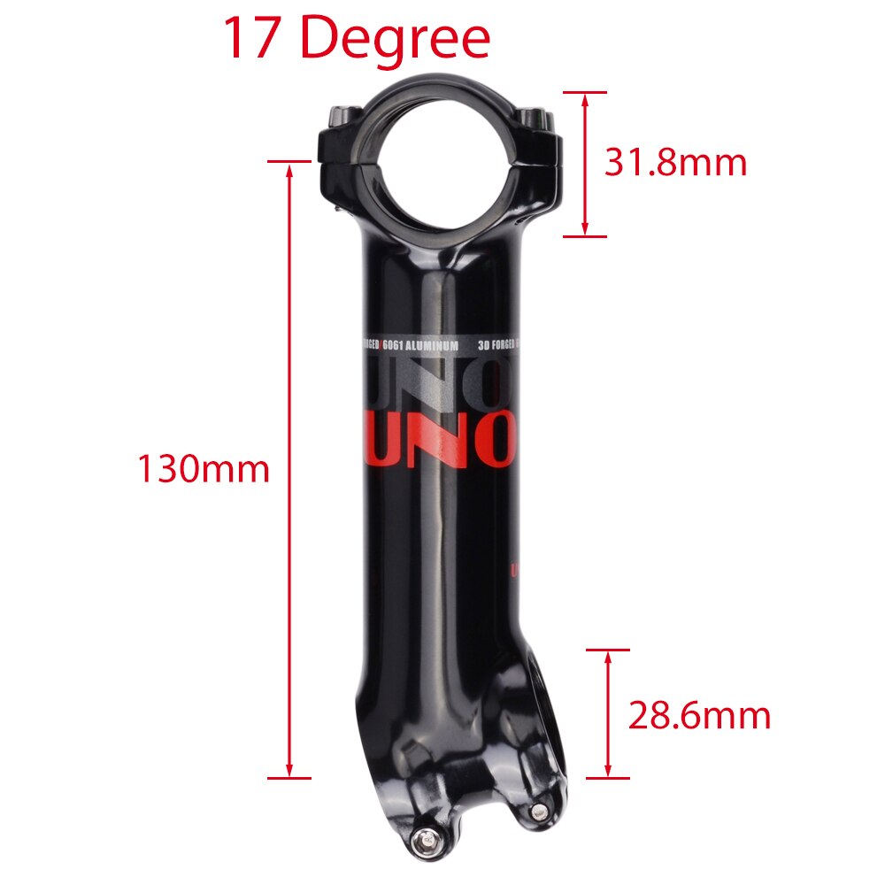 Road Bike Stem Ultralight Bicycle Stem ±7°17°UNO Long Bike Stem 31.8 120mm 130mm Aluminum Bike Accessories Handlebar Stem: 31.8x130mm 17 stem