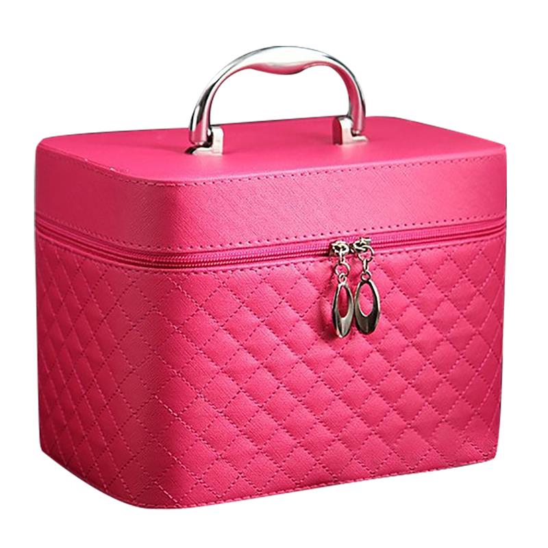Cosmetische Tas Vrouwen Toilettas Organisator Reizen Make-Up Tas Mode Top Handvat Grote Capaciteit Make-Up Case Cosmetische Tas: Rose Red