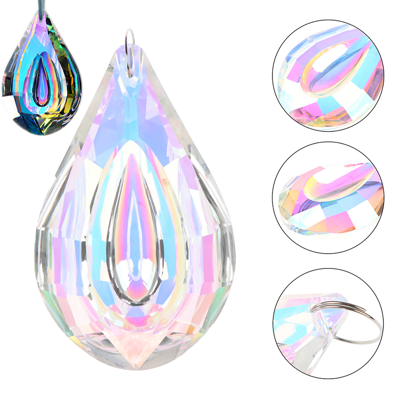 38/63/76mm Kleurrijke Suncatcher Art Glas Druppels Kroonluchter Hanglamp Lamp Deel Opknoping Prisma Crystal DIY hanger Onderdelen