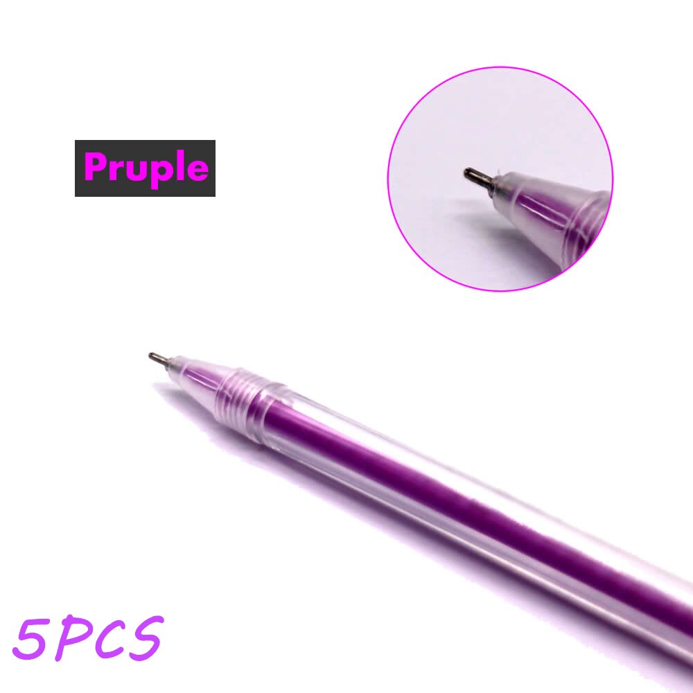 9Pcs 0.6Mm White Ink Gel Pen Highlight Marker Pen Fine Tip for Student Stationery Drawing Art Writing School Supplies: Purple 5PCS