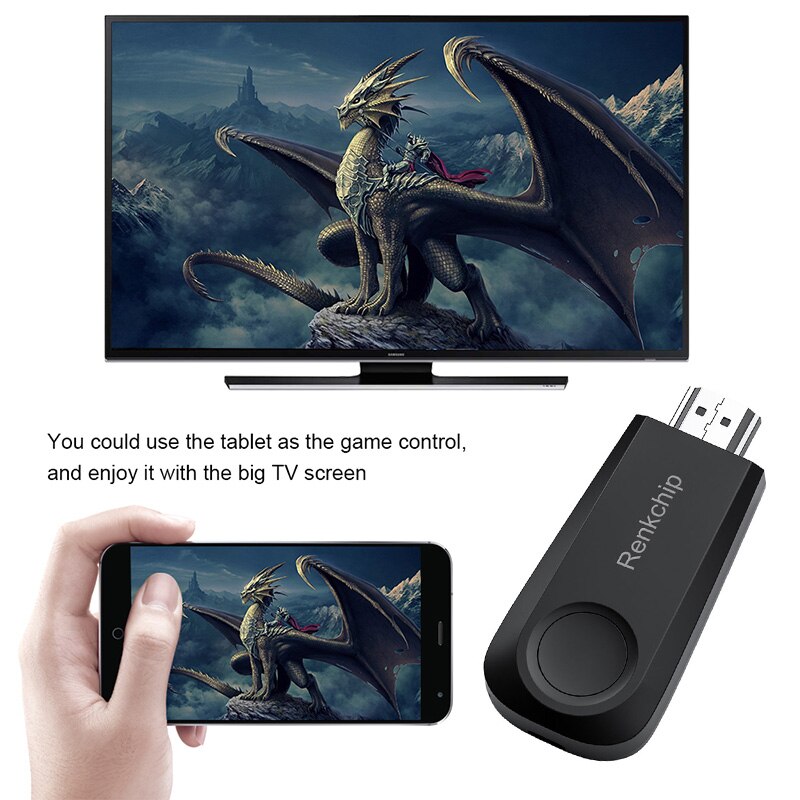 Renkchip  e10 2.4g wifi display dongle 1080p hd miracast airplay dlna spejling til android ios smart telefon tablet pc til hdtv pro