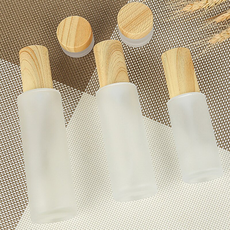 20/30/40/50/60/80ml Holz Milchglas Spray Flasche Lotion Pumpe Flüssigkeit sprayer Feinen Nebel Nachfüllbare Flaschen Holz Kappe Parfüm