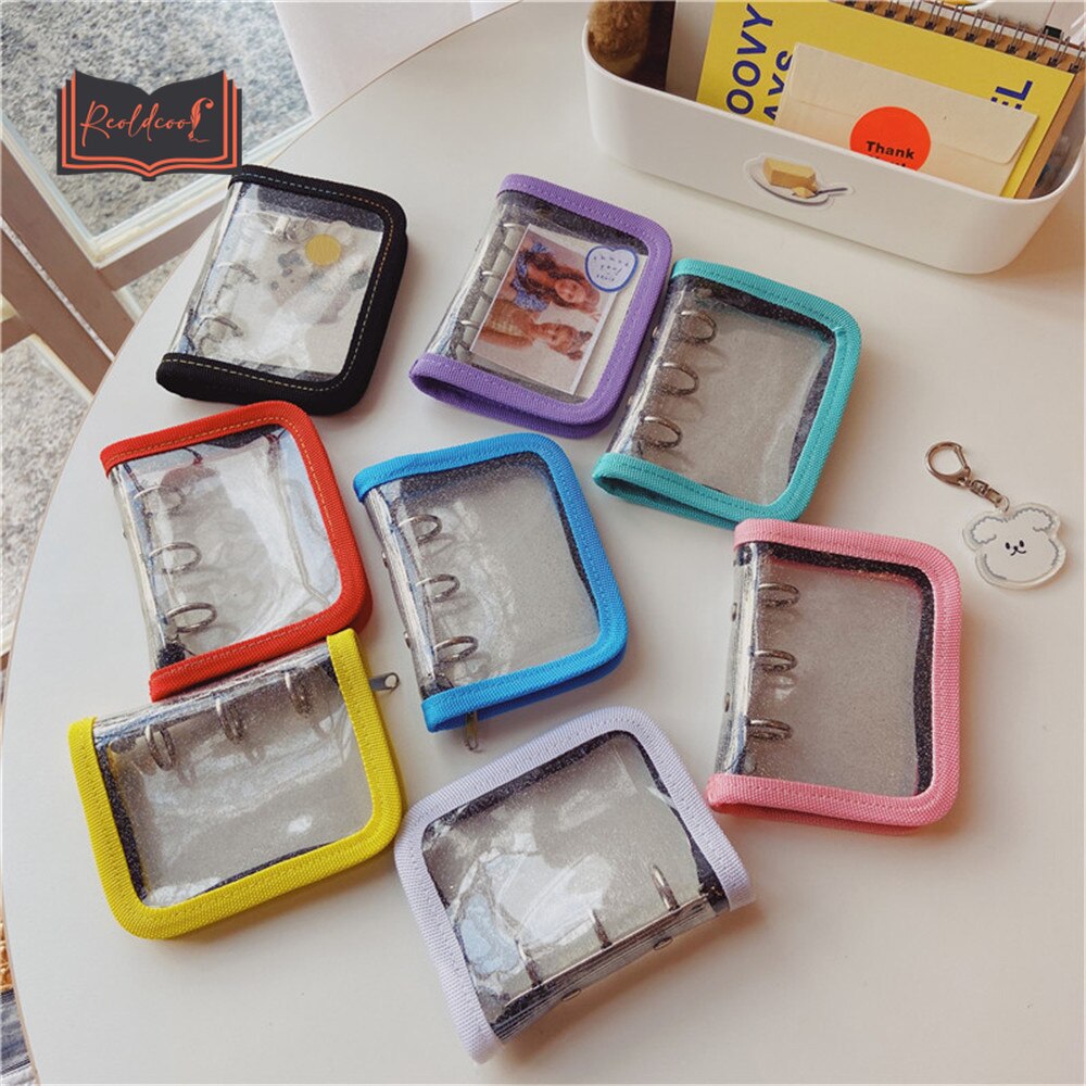 Transparent Loose Leaf Notebook Cover Binder Ring Hand Book Glitter Zipper 3 Holes DIY Binder Journal Agenda Planner