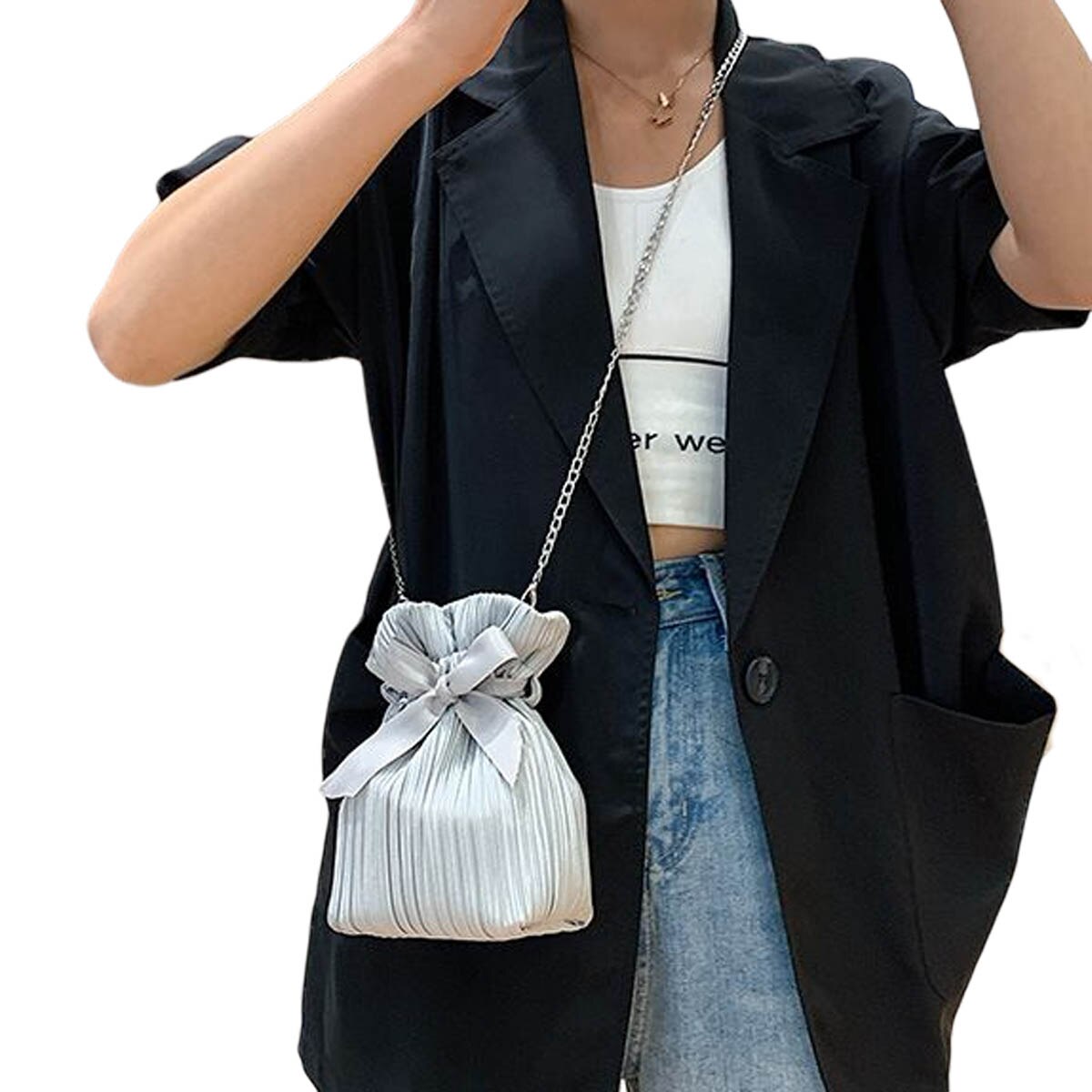 Merk damestassen crossbody-tassen dames draagbare emmervormige decoratieve metalen schouderbanden tassen