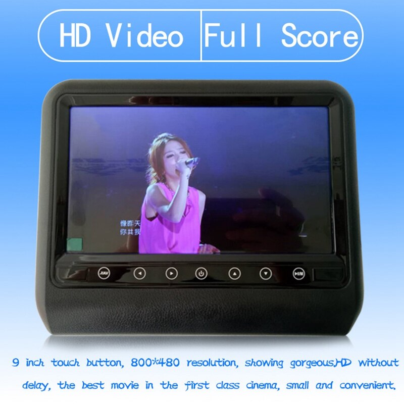 9 Inch Auto Hoofdsteun Mp5 Monitor 1080P Contact Knop Screen Usb Sd Fm Speaker 2-Weg Video-ingang
