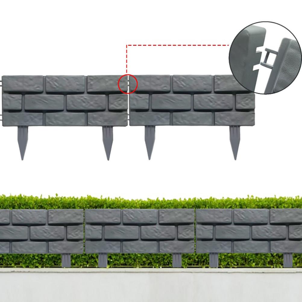 4pcs Garden Edging Courtyard Grass Rectangle Stone Brick Effect Accessories Plant Bordering Path Landscape Lawn Fence Decoration