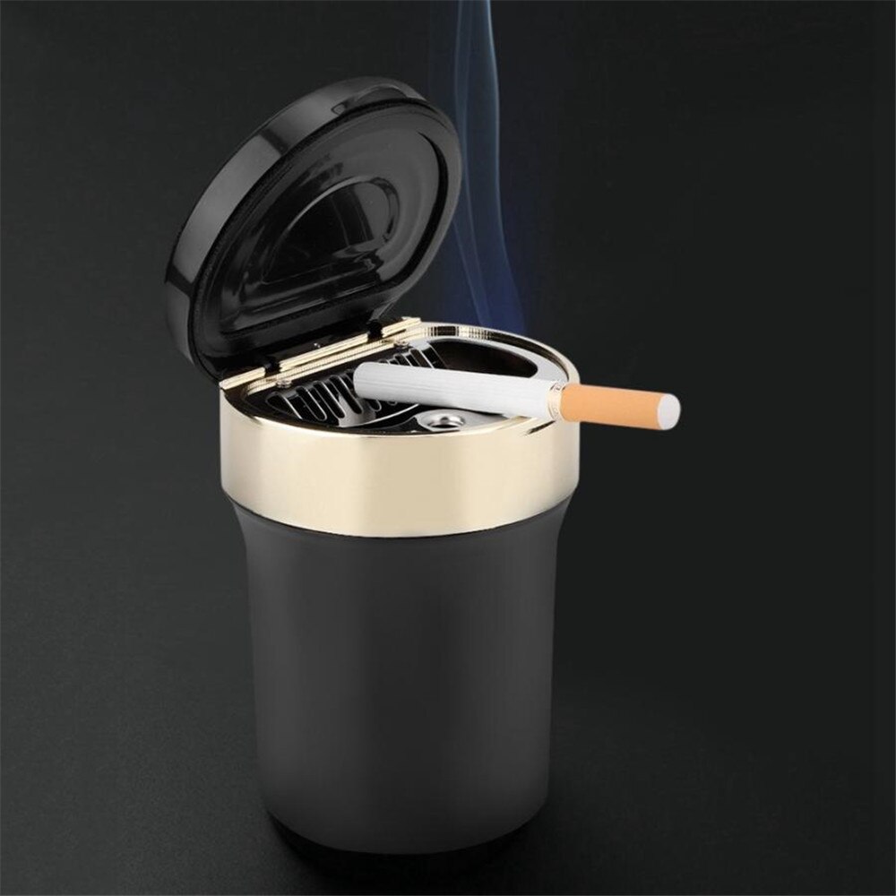 Universele Auto Asbak Auto LED Metalen Asbak multifunctionele Horloge Asbak met een klok blauwe LED verlichting Auto Accessoires