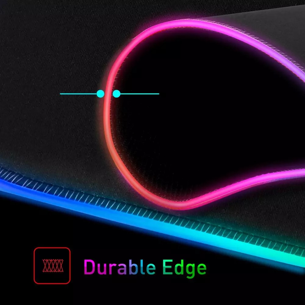 Weißes und schwarzes LED-Mauspad, RGB-Spielen-Mauspad, Spielzubehör, hintergrundbeleuchtete Schreibtischunterlage, Computer-Tastatur, Mäusematte, XXL, großes Mauspad