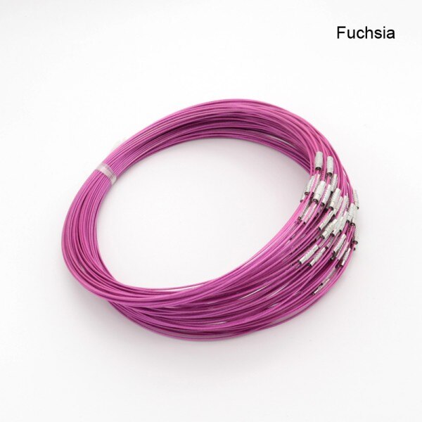 10 stücke 1mm 18inch draht halskette kragen choker kreis drehmomente schmuck hals-zubehör verschluss draht-kragen multi-farbe kupfer: fuchsia