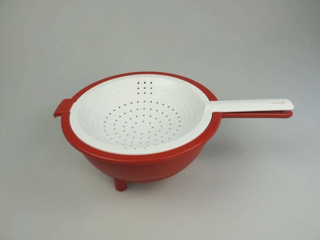 Tupperware Double Drainer, Saladin Kitchen Helper, Strainer Red-White Drainer Strainer