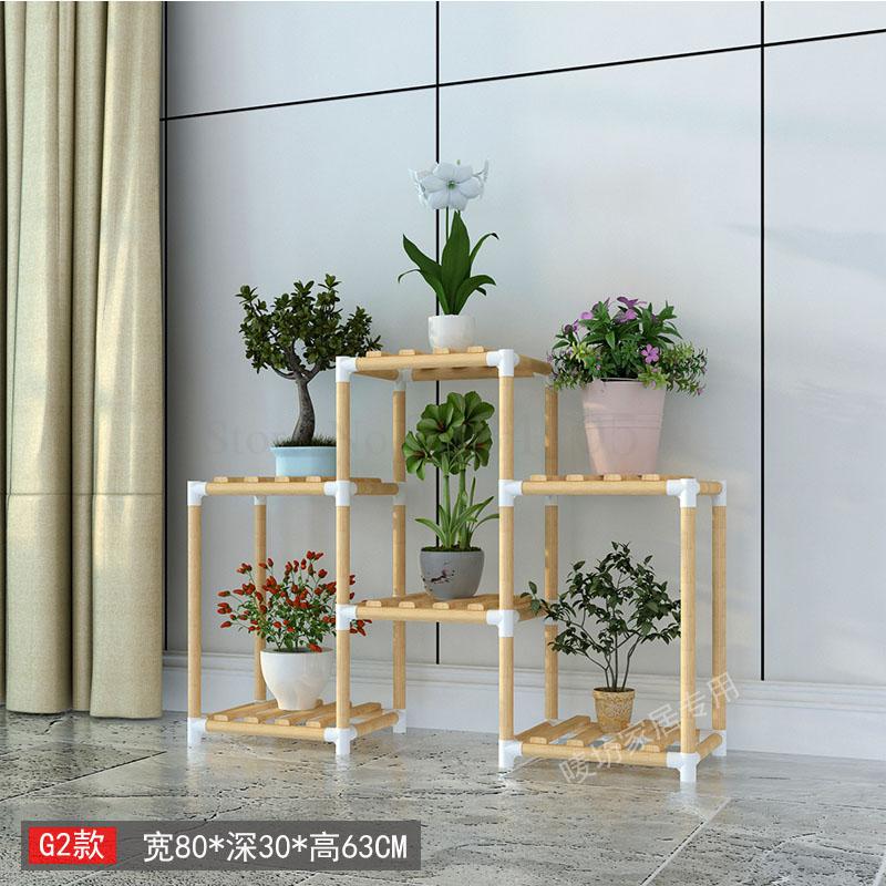Blomsterhylde multi-level indendørs altan massiv træ hylde stue blomsterpotte hylde gulvstående grøn radise kød plante rac: G2   d