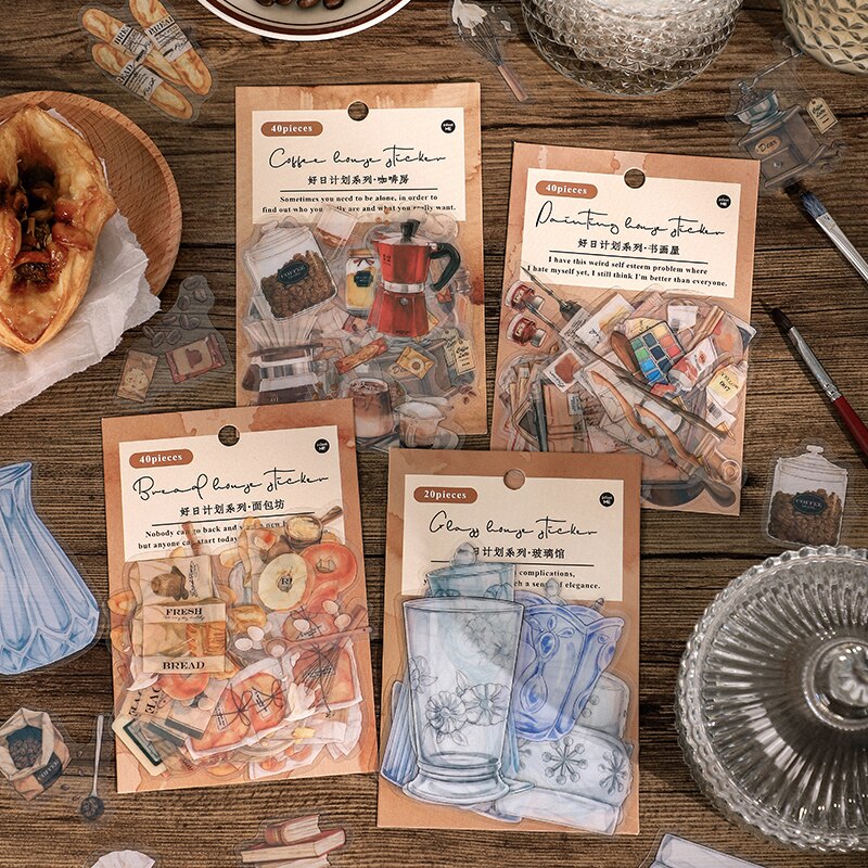 40 pcs/pack Scrapbooking Stickers Daily life label sticker DIY Diary Decoration Collage material Sticker