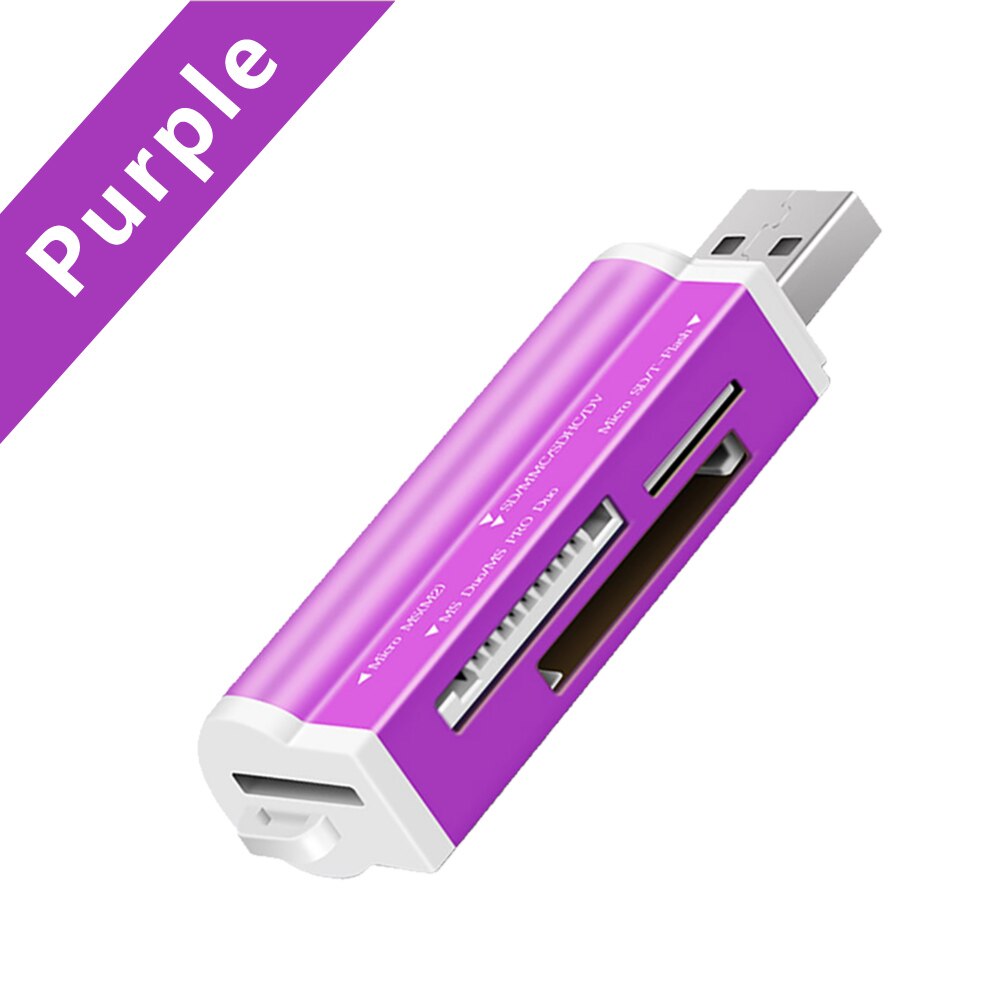 Adaptateur usb 4 in pour lecteur 1 2.0 mémoire micro sd tf  m2 mmc ms pro duo: Violet