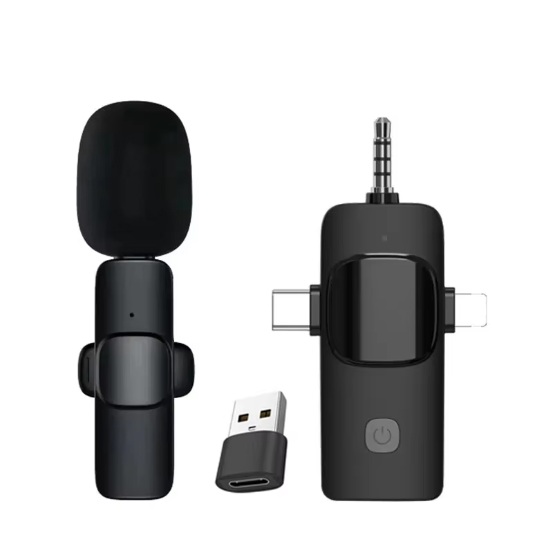 4-in-1 kabelloses Lavalier-Mikrofon für iPhone und Android, 3,5 mm, für Radio, Live-Aufnahme, Rauschunterdrückung, professionelles Mini-Mikrofon: Grün