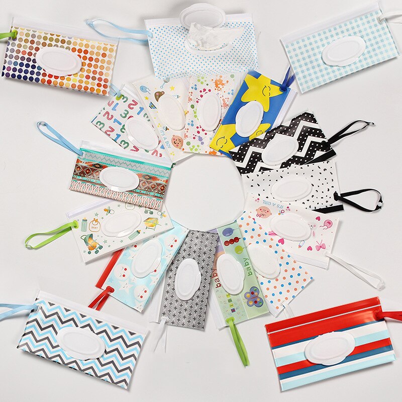 Reusable Wet Wipes Box Convenient Storage Bag Eco-friendly Easy-carrying EVA Tissue Container Bag Print 24x13.5cm