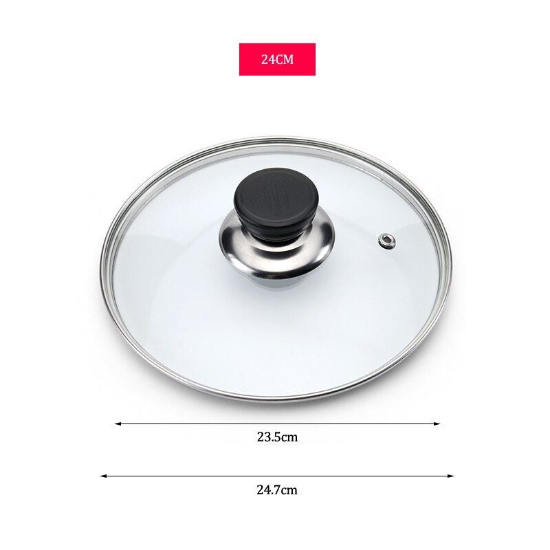 Cookware Reinforced Glass Lid Tempered Wok Lid Pyrex Glass Round Chef Pan Lid with Knob Premium Qualtiy Pan Cover: ITEM INFO 24CM