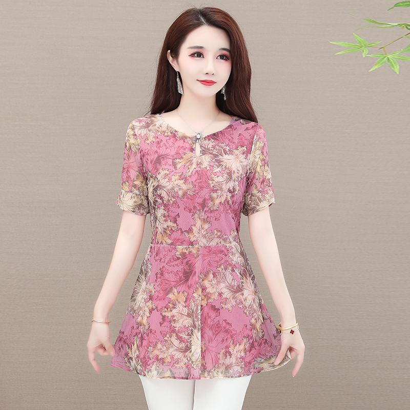 Sommertøj 5xl 4xl 3xl toppe bluser til kvinder grøn sommer blomsterprint tunika lang skjorte afslappet mave peplum bluser: Xxxl / Grøn