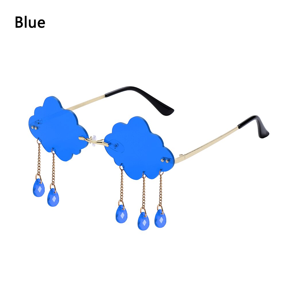 Randloze zonnebril voor dames, vintage wolken, kwastjes, steampunk zonnebril voor heren, frameloze punkbril,  uv400 oculos: Blauw