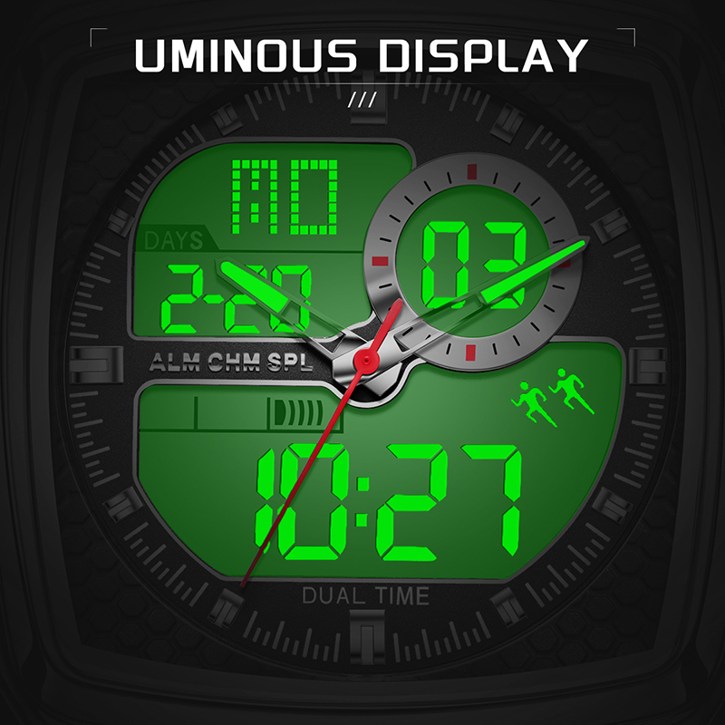 LUIK FOXBOX Digitale Herenhorloge Mode Sport Quartz Horloge 50M Waterdichte Multifunctionele LED Horloges Mannen Reloj Hombre