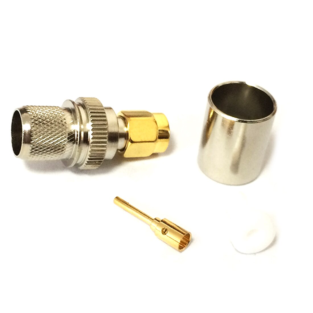 1pc RP-SMA Male Plug RF Coax Modem Convertor Connector Crimp RG8,RG213,LMR400 Straight Nickelplated