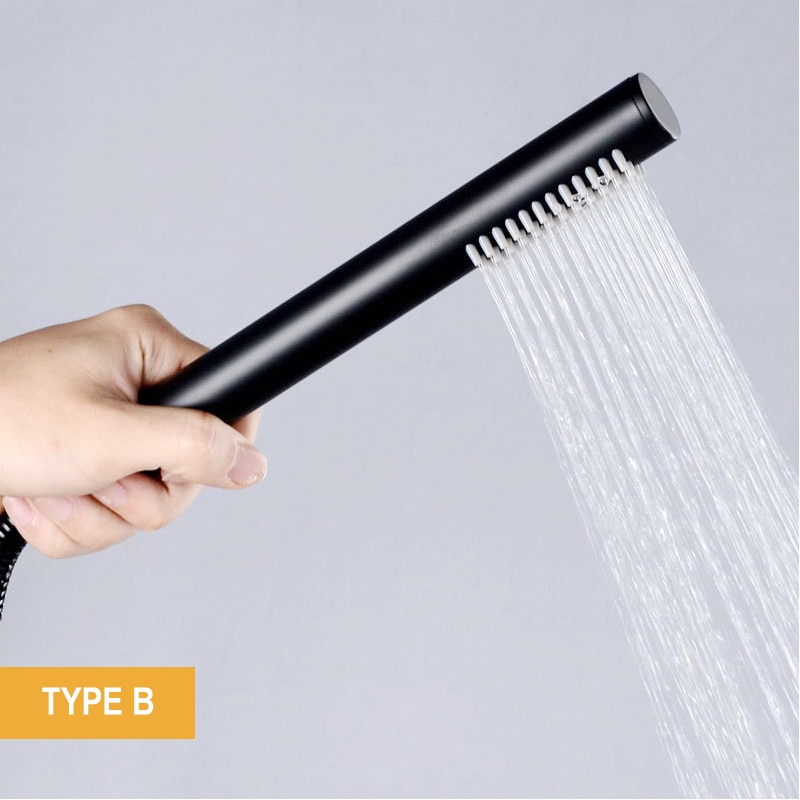 Solid Brass Bath Hand Shower Matte Black Hand Held Shower Head Rain Spray Shower Water Saving Handheld Sprayer Shower Head