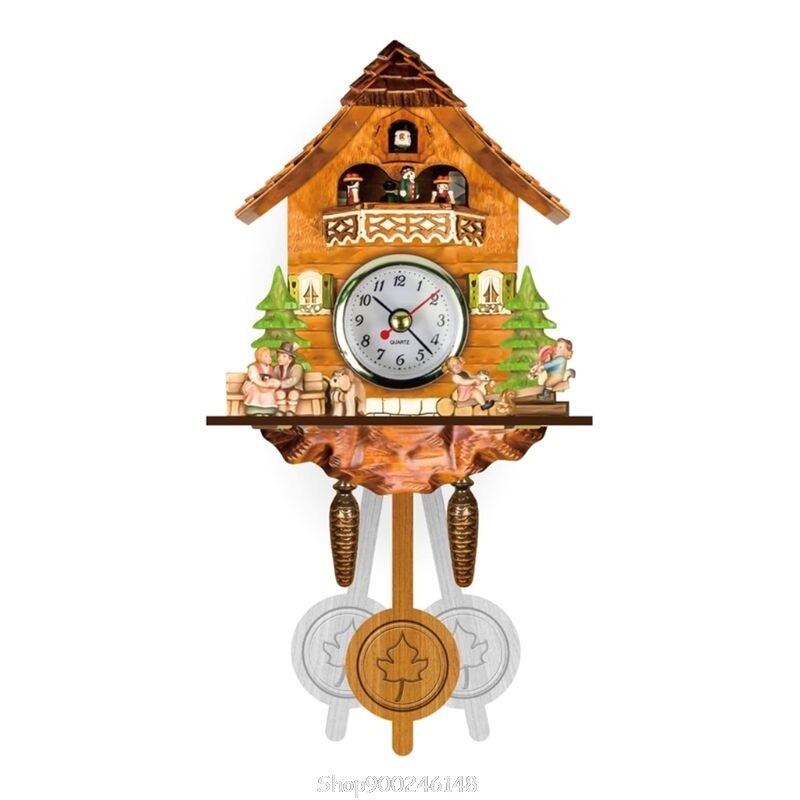 Antique Wooden Cuckoo Wall Clock Bird Time Bell Swing Alarm Watch Home Restaurant Decoration S29 20: 2
