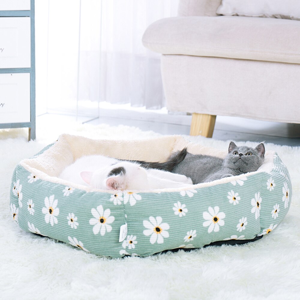 Hexagon Cat Bed Dog Pet Beds For Medium Small Pillow Dog Bed Warming Kennel Washable Pet Floppy House: green / 37x11 cm